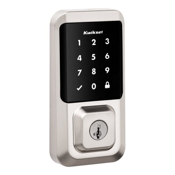 Kwikset Halo Touchscreen Wi Fi Smart Deadbolt Hardware Lock with Smartkey Satin Nickel