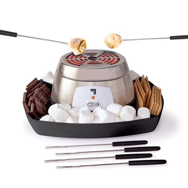 Sharper Image Electric Tabletop S'mores Maker Kit, 6 Skewers & Serving Tray, Easy Clean, Small Kitchen Appliance, Flameless Marshmallow Roaster