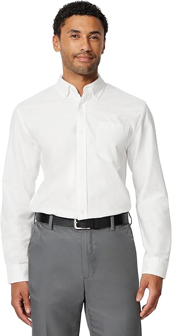 Men's Button-Down Long Sleeve Casual Pocket Oxford Shirt
