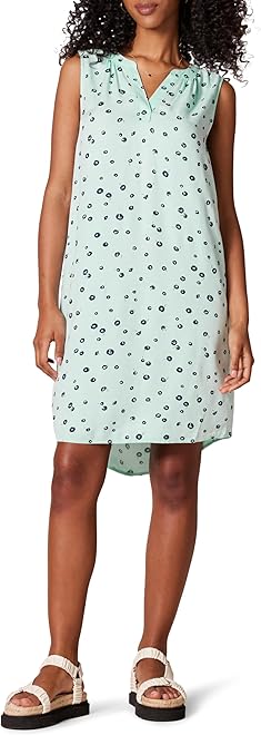Women's Sleeveless Woven A-line V Neck Shift Dress