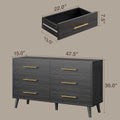 Bedroom Furniture Set - Includes Queen Bed Frame, Nightstands Set of 2, 5 - Drawer Dresser & Double Wide 6 - Drawer Dresser - Modern Storage Solution for Stylish Home Decor, Black