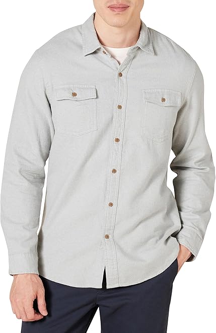 Men's Slim-Fit Flannel Long-Sleeve Shirt, Two-Pocket, Plaid
