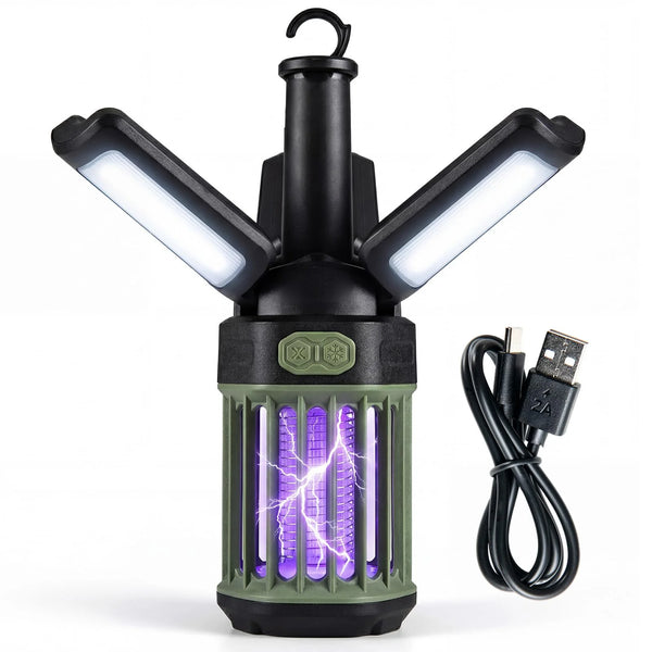 Tangkula 3-Petal Foldable Bug Zapper Adjustable Lighting Modes Type-C Rechargeable