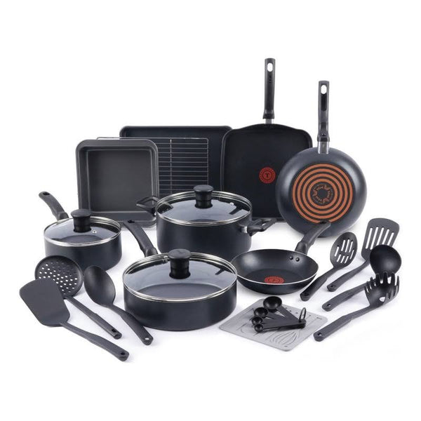 T-Fal Kitchen Solutions 21-Piece Nonstick Cookware Set, Black