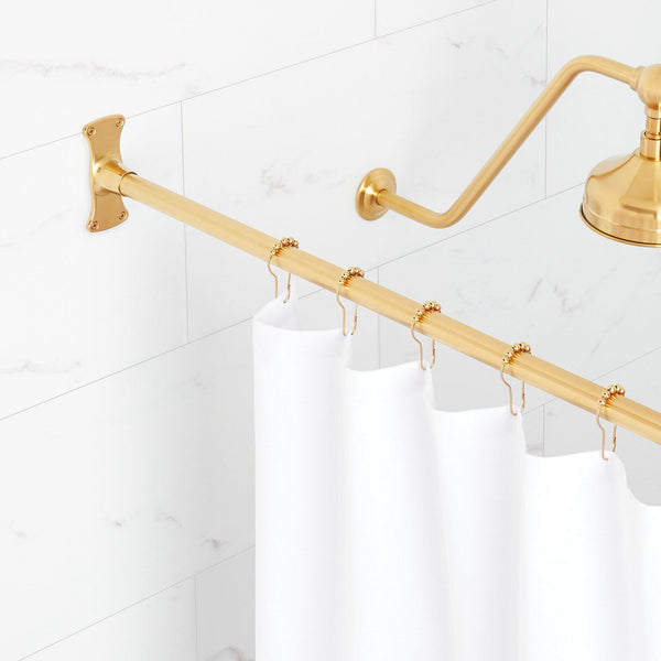 72" Brass Straight Shower Curtain Rod Signature Hardware Finish: Brushed Gold