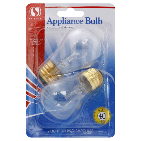 Safeway Light Bulbs, Appliance, 40 Watts 2 bulbs